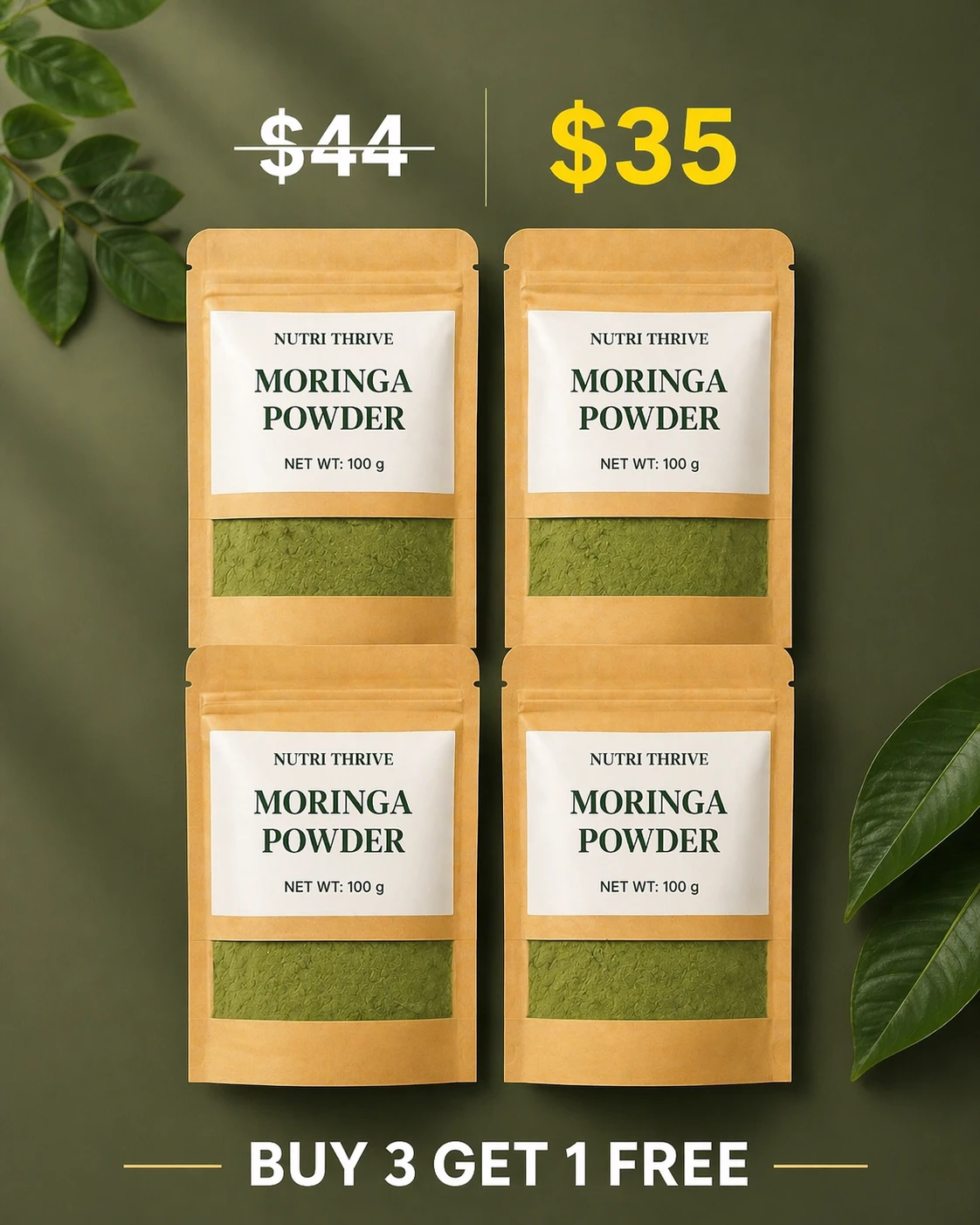 Nutri Thrive 3+1 moringa powder bundle (400g) — Melbourne, Australia